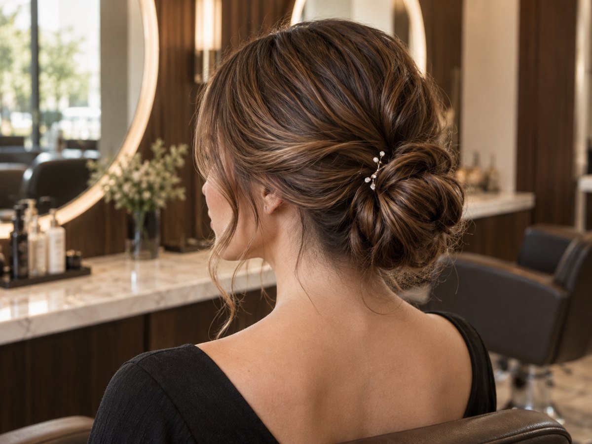 Penteado apanhado para uma ocasião especial, imagem ilustrativa